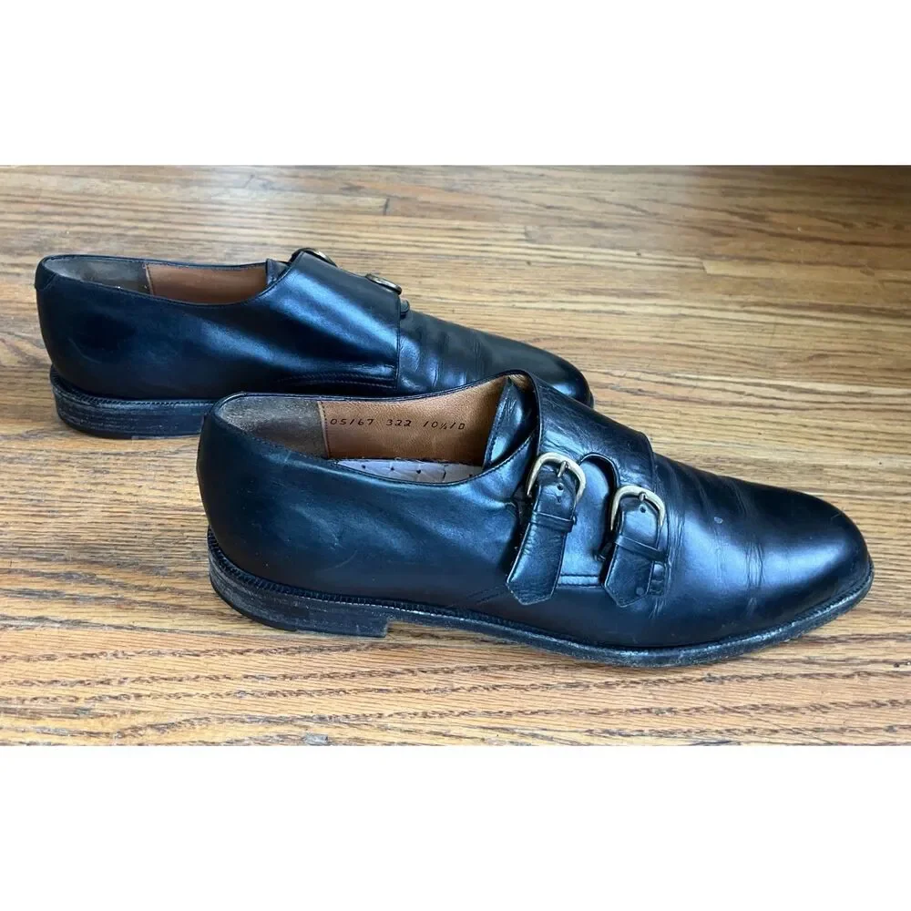 Salvatore Ferragamo Black Monk Strap Leather Buckle Dress Shoes   Mens Size 10.5 - Picture 3 of 9